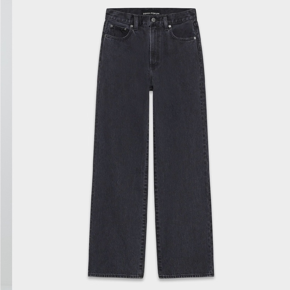 Denim Forum Black Wide-Leg Flare Jeans